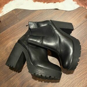 Divided Black Heeled Ankle Boots